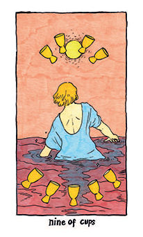 Nine of Cups Tarot card in Cosmic Slumber Tarot deck