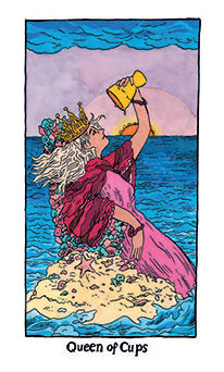 Queen of Cups Tarot card in Cosmic Slumber Tarot deck