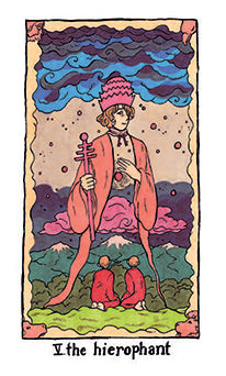 The Hierophant Tarot card in Cosmic Slumber Tarot deck