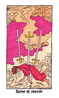 Three of Swords Tarot card in Cosmic Slumber Tarot deck