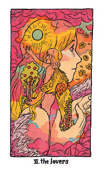 The Lovers Tarot card in Cosmic Slumber Tarot deck
