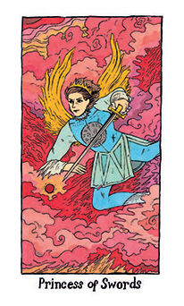 Page of Swords Tarot card in Cosmic Slumber Tarot deck