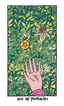 Ace of Pentacles Tarot card in Cosmic Slumber Tarot deck