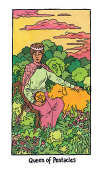 Queen of Pentacles Tarot card in Cosmic Slumber Tarot deck