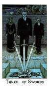 Three of Swords Tarot card in Cosmic Tarot deck