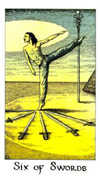 Six of Swords Tarot card in Cosmic Tarot deck