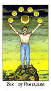 Six of Coins Tarot card in Cosmic deck