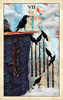 Seven of Wands Tarot card in Crow Tarot Tarot deck