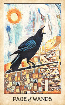 Page of Wands Tarot card in Crow Tarot Tarot deck