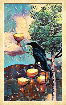 Four of Cups Tarot card in Crow Tarot Tarot deck