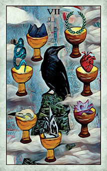 Seven of Cups Tarot card in Crow Tarot Tarot deck