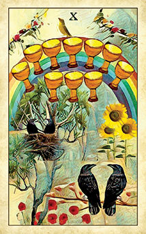 Ten of Cups Tarot card in Crow Tarot Tarot deck