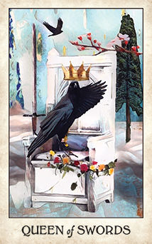 Queen of Swords Tarot card in Crow Tarot Tarot deck