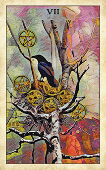Seven of Pentacles Tarot card in Crow Tarot Tarot deck