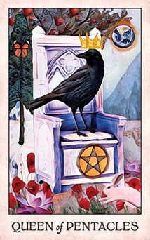 Queen of Pentacles Tarot card in Crow Tarot Tarot deck