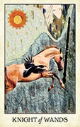 Knight of Wands Tarot card in Crow Tarot deck