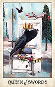 Queen of Swords Tarot card in Crow Tarot deck