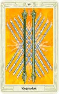 Ten of Wands Tarot card in Crowley Tarot deck