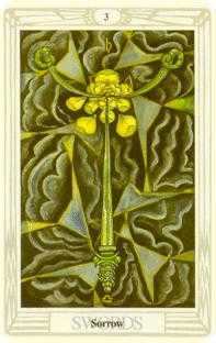 Three of Swords Tarot card in Crowley Tarot deck