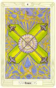 Four of Swords Tarot card in Crowley Tarot deck