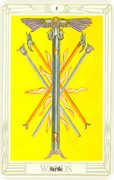 Five of Wands Tarot card in Crowley Tarot deck