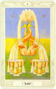 Two of Cups Tarot card in Crowley deck