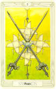 Two of Swords Tarot card in Crowley deck