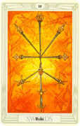 Ten of Swords Tarot card in Crowley deck