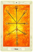 Ten of Swords Tarot card in Crowley Tarot deck