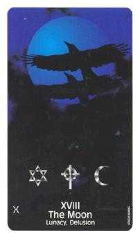 The Moon Tarot card in Crow's Magick Tarot deck