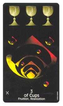 Three of Cups Tarot card in Crow's Magick Tarot deck