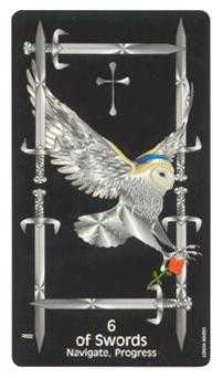 Six of Swords Tarot card in Crow's Magick Tarot deck