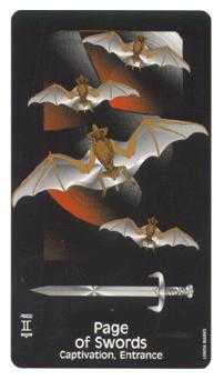 Page of Swords Tarot card in Crow's Magick Tarot deck