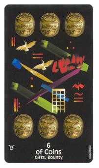 Six of Coins Tarot card in Crow's Magick Tarot deck