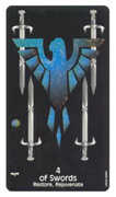 Four of Swords Tarot card in Crow's Magick deck