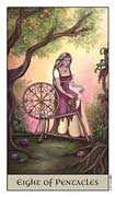 Eight of Coins Tarot card in Crystal Visions deck