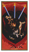 Three of Swords Tarot card in Salvador Dali deck