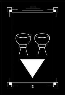 Two of Cups Tarot card in Dark Exact Tarot deck