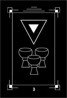 Three of Cups Tarot card in Dark Exact Tarot deck