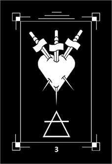 Three of Swords Tarot card in Dark Exact Tarot deck