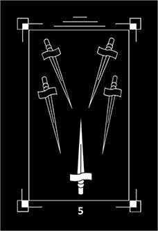 Five of Swords Tarot card in Dark Exact Tarot deck