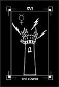 The Tower Tarot card in Dark Exact Tarot deck