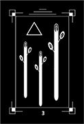Three of Wands Tarot card in Dark Exact deck