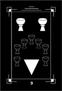 Nine of Cups Tarot card in Dark Exact deck