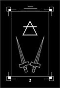 Two of Swords Tarot card in Dark Exact Tarot deck