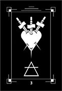 Three of Swords Tarot card in Dark Exact deck