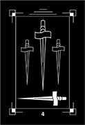 Four of Swords Tarot card in Dark Exact deck