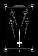 Five of Swords Tarot card in Dark Exact deck
