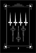Seven of Swords Tarot card in Dark Exact deck