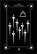 Eight of Swords Tarot card in Dark Exact Tarot deck